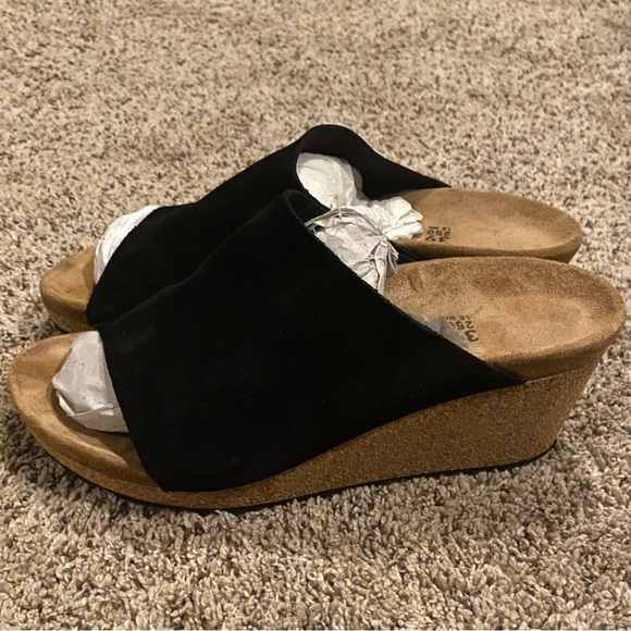 Birkenstock Papillio Namica Women’s US 8/EU 39 Suede Wedge Sandal Black Leather - Picture 3 of 6